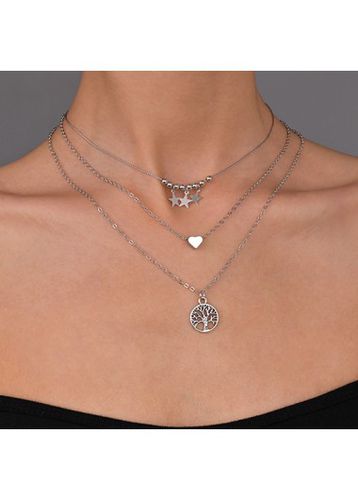 Silver Layered Star Detail Alloy Necklace - unsigned - Modalova