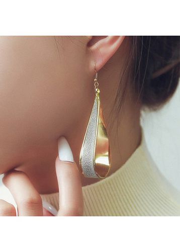 Alloy Detail Geometric Design Golden Earrings - unsigned - Modalova