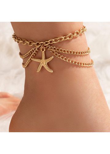 Alloy Detail Golden Star Design Anklet - unsigned - Modalova