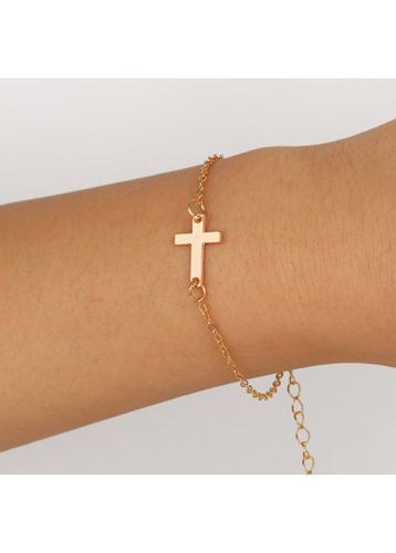 Gold Cross Simple Design Alloy Bracelet - unsigned - Modalova