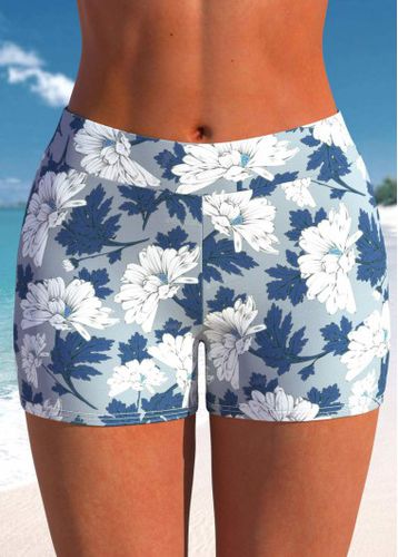 Mid Waisted Floral Print Dusty Blue Swim Shorts - unsigned - Modalova