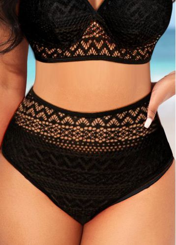 High Waisted Black Lace Stitching Bikini Bottom - unsigned - Modalova