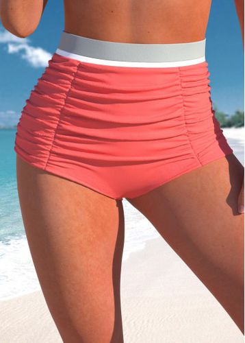High Waisted Coral Ruched Bikini Bottom - unsigned - Modalova