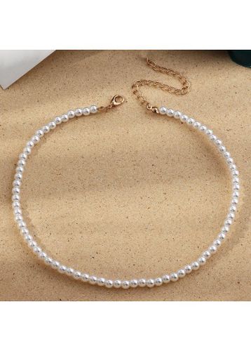 White Round Small Pearl Detail Necklace - unsigned - Modalova
