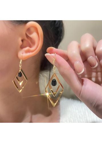 Alloy Detail Geometric Pattern Gold Earrings - unsigned - Modalova