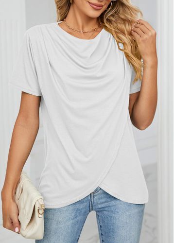 White Cross Hem Short Sleeve T Shirt - unsigned - Modalova