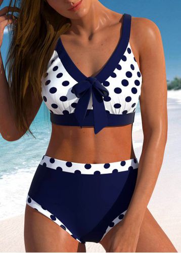 Patchwork Polka Dot Navy Bikini Top - unsigned - Modalova