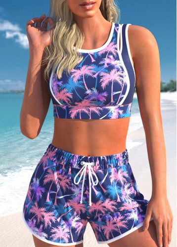 Tie High Waisted Tropical Plants Print Bikini Set - unsigned - Modalova