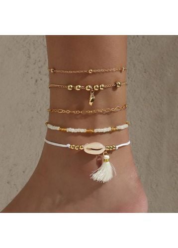 Tassel Geometric Pattern Golden Anklet Set - unsigned - Modalova