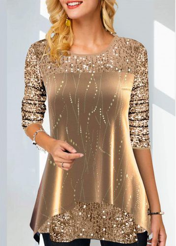 Sequin Long Sleeve Gold Hot Stamping Sweatshirt - unsigned - Modalova