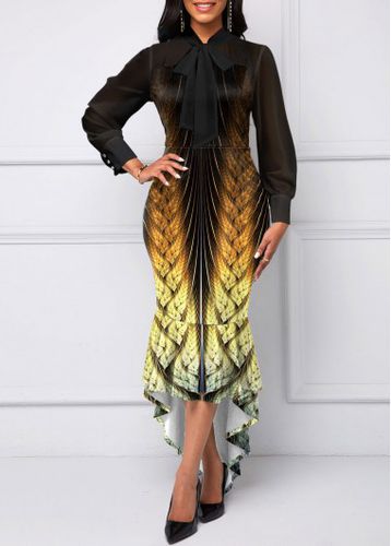 Black Mermaid Tribal Print High Low Bodycon Dress - unsigned - Modalova