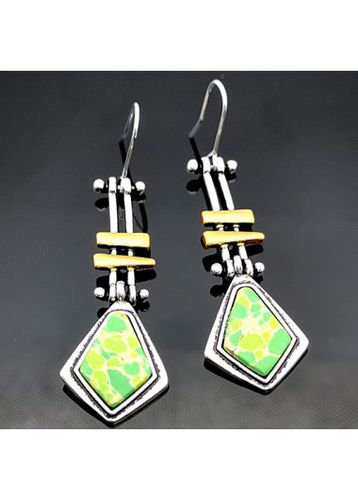 Geometric Light Green Shield Metal Earrings - unsigned - Modalova