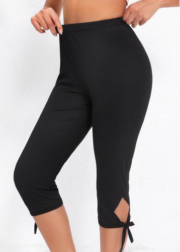 Black High Waisted Capri Elastic Waist Leggings - unsigned - Modalova