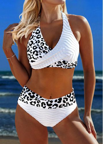 Criss Cross Leopard White Bikini Set - unsigned - Modalova