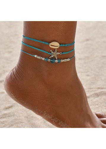Mint Green Layered Shell Alloy Anklets - unsigned - Modalova