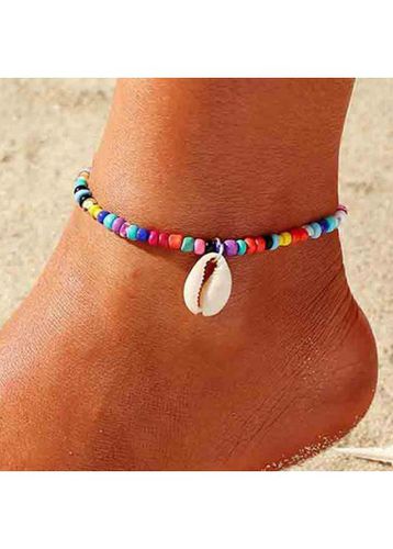 Multi Color Shell Beaded Polyresin Anklet - unsigned - Modalova