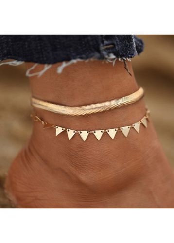 Golden Alloy Chain Geometric Design Anklets - unsigned - Modalova