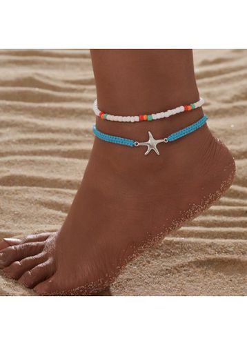 Mint Green Polyresin Starfish Anklets Set - unsigned - Modalova