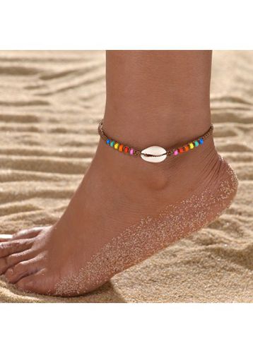 Multi Color Shell Polyresin Adjustable Anklet - unsigned - Modalova