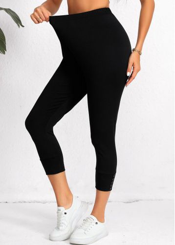 Black High Waisted Capri Elastic Waist Leggings - unsigned - Modalova