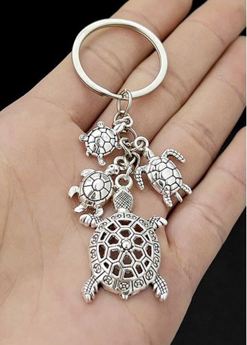 Silver Cut Out Turtle Alloy Keychains - unsigned - Modalova