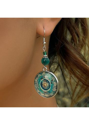 Mint Green Round Geometric Alloy Earrings - unsigned - Modalova