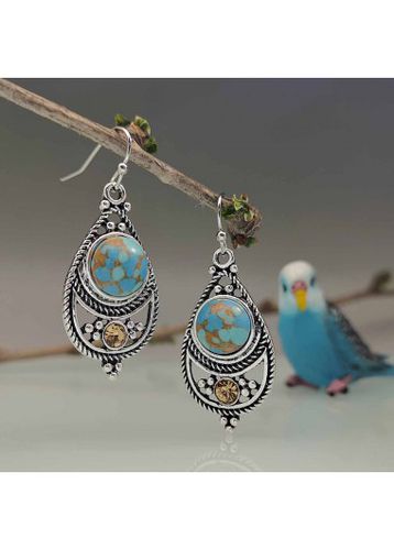 Mint Green Teardrop Turquoise Alloy Earrings - unsigned - Modalova