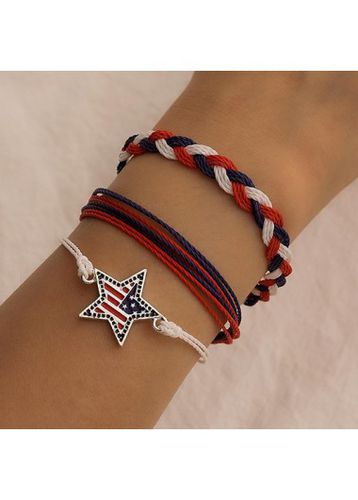 Red Star American Flag Alloy Bracelet Set - unsigned - Modalova