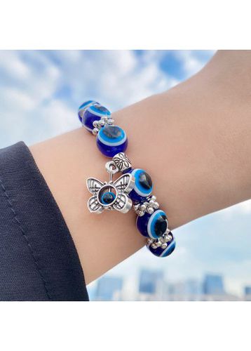 Dark Blue Round Butterfly Design Bracelet - unsigned - Modalova