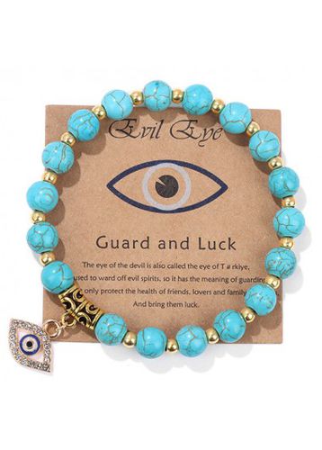 Mint Green Evil Eye Design Bracelet - unsigned - Modalova