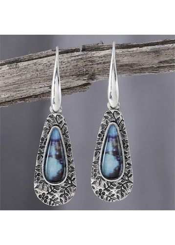 Silvery White Teardrop Design Alloy Earrings - unsigned - Modalova