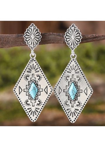 Silvery White Turquoise Geometric Alloy Earrings - unsigned - Modalova