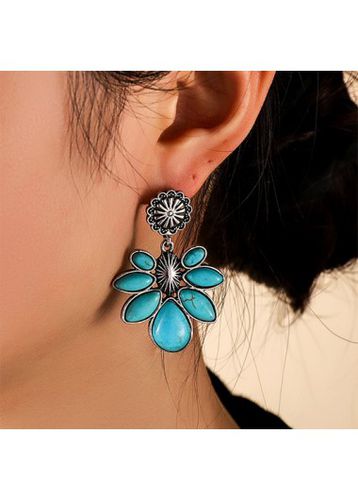 Mint Green Turquoise Design Alloy Earrings - unsigned - Modalova