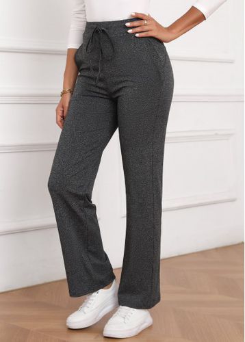 Dark Grey Bowknot Drawastring High Waisted Pants - unsigned - Modalova