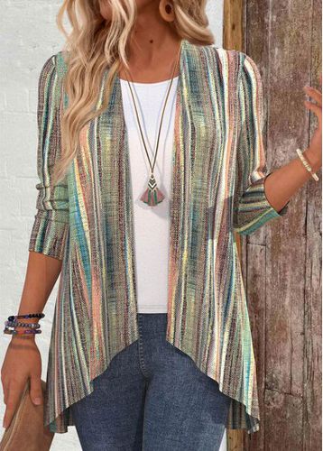 Multi Color Ruffle 3/4 Sleeve Light Cardigan - unsigned - Modalova