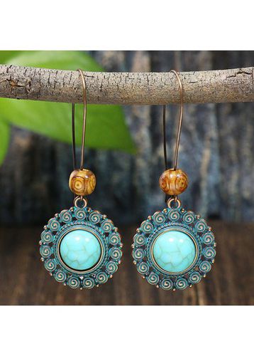 Mint Green Round Alloy Bohemian Earrings - unsigned - Modalova