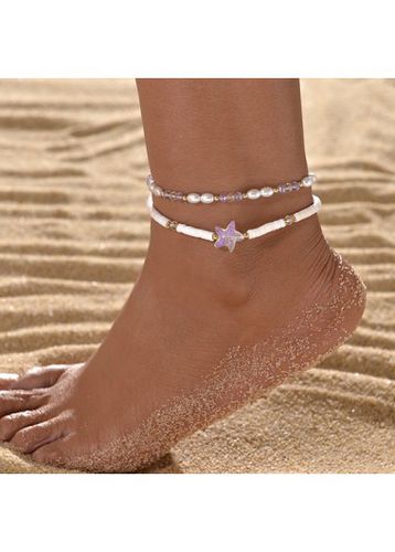 Light Purple Star Polyresin Pearl Anklets Set - unsigned - Modalova