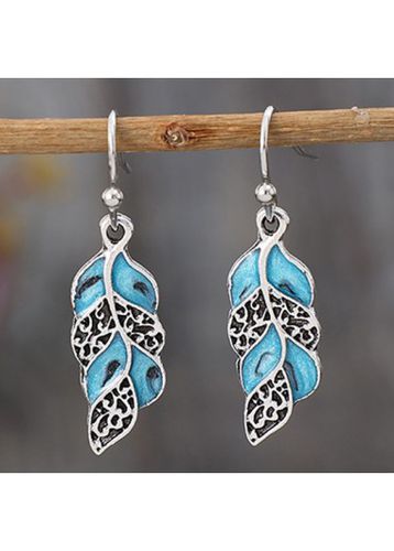 Light Blue Feather Tribal Alloy Earrings - unsigned - Modalova