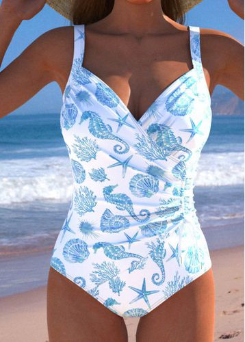 Surplice Marine Life Print White One Piece Swimwear - unsigned - Modalova