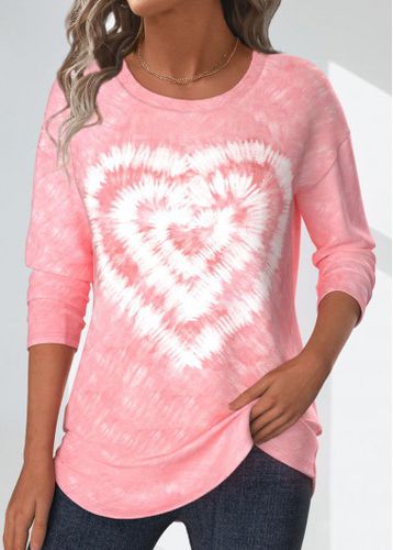 Valentine's Day Light Pink Tie Dye Print T Shirt - unsigned - Modalova