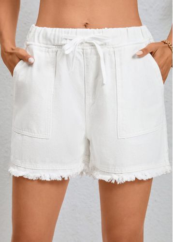 White Double Side Pockets Regular Elastic Waist Shorts - unsigned - Modalova