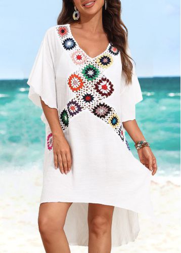 Patchwork Tribal Print White Cover Up - unsigned - Modalova