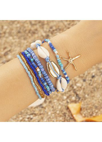 Blue Seashell Detail Layered Alloy Bracelet - unsigned - Modalova