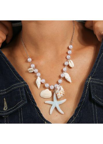 White Shell Pearl Starfish Detail Necklace - unsigned - Modalova