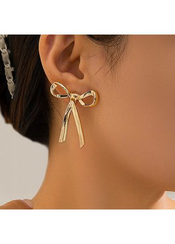 Gold Bow Metal Geometric Alloy Earrings - unsigned - Modalova