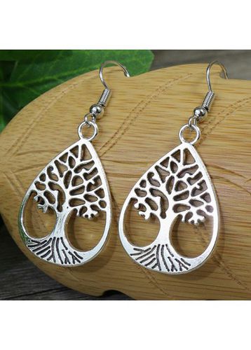 Silvery White Cutout Tree Alloy Earrings - unsigned - Modalova