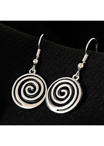 Silvery White Spiral Round Alloy Earrings - unsigned - Modalova
