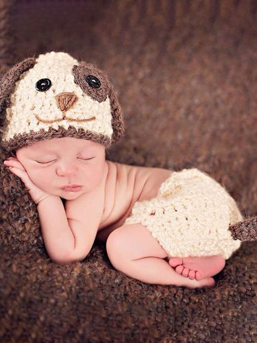 Milanoo Disfraz de bebé recién nacido Accesorios de sesión fotográfica de punto Pantalones de sombrero de perro cachorro - milanoo.com - Modalova