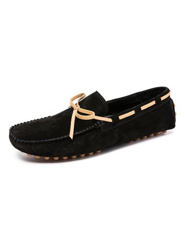 Mens Loafer Shoes Ink Blue Fashion Suede Leather Slip-On Casual Flat Shoes - milanoo.com - Modalova