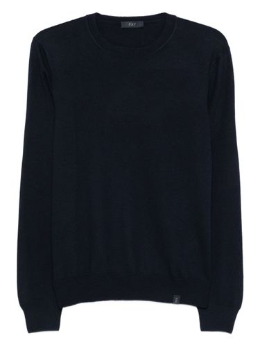 Fay Round Neck Fine Wool Sweather - Fay - Modalova